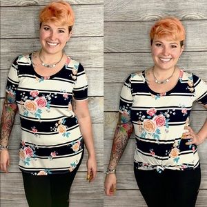 Black and white floral blouse